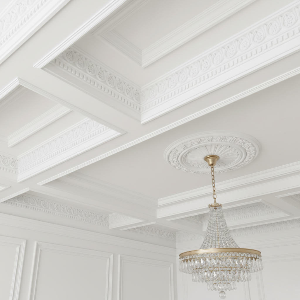 Elegant crown molding and ceiling trim