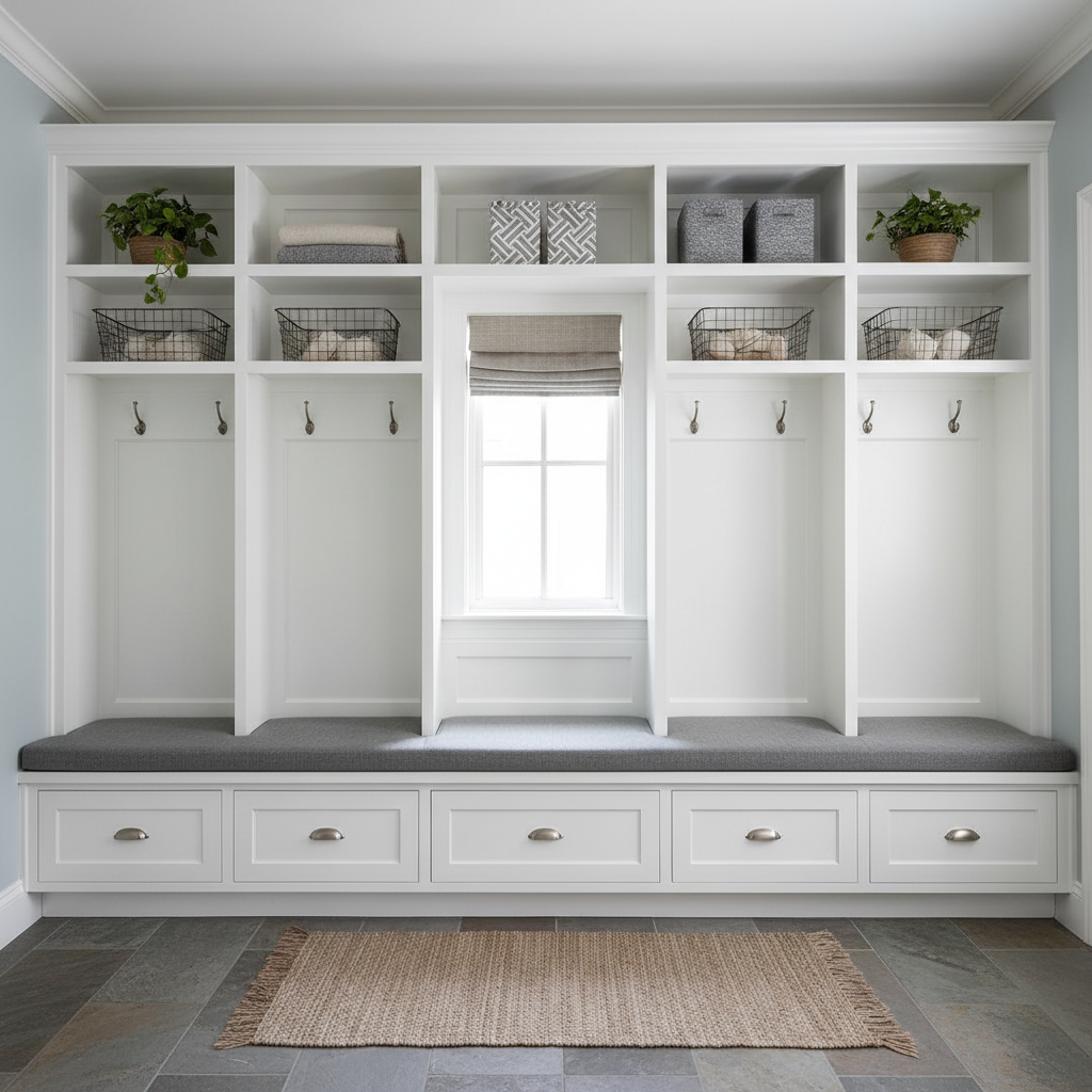 Mudroom with custom built-in storage